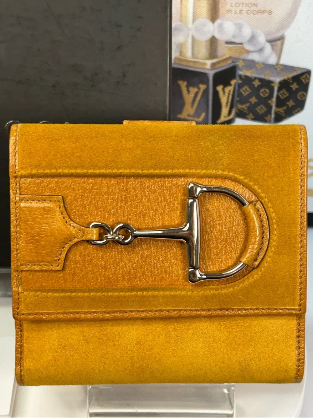 GUCCI Horsebit Suede/Leather Bifold Wallet 😍💛 - Picture 1 of 17